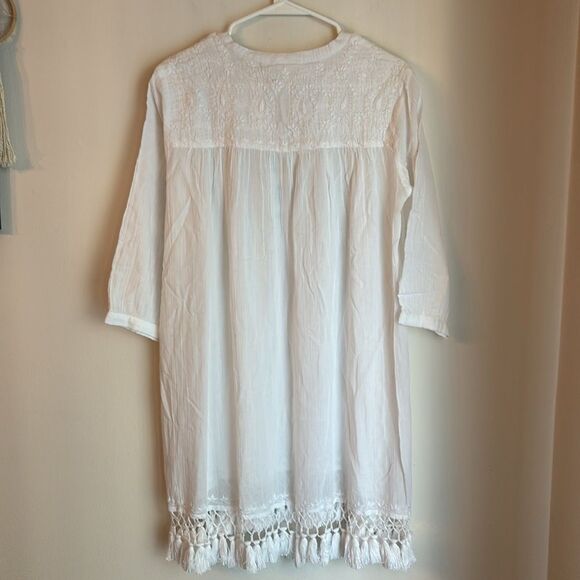 Roller Rabbit Lucknow Serafina white tassel fringe Tunic 100% cotton sz Med NWT! - Picture 5 of 13